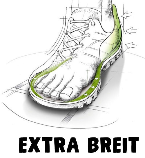 Extra breite Wanderschuh-Leiste – mehr Platz im Vorfuß- und Ballenbereich