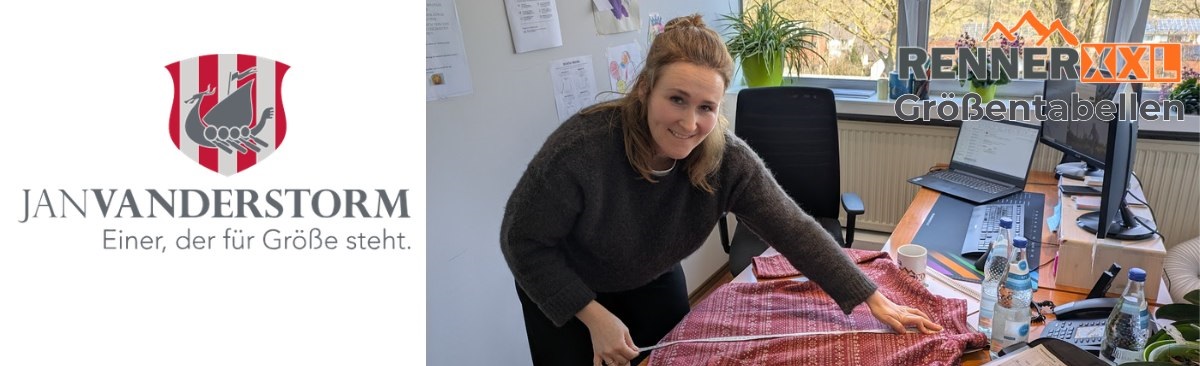 Jan Vanderstorm Gr&ouml;&szlig;entabelle &ndash; Ramona Wallenberger misst Jan Vanderstorm Bekleidung bei RennerXXL