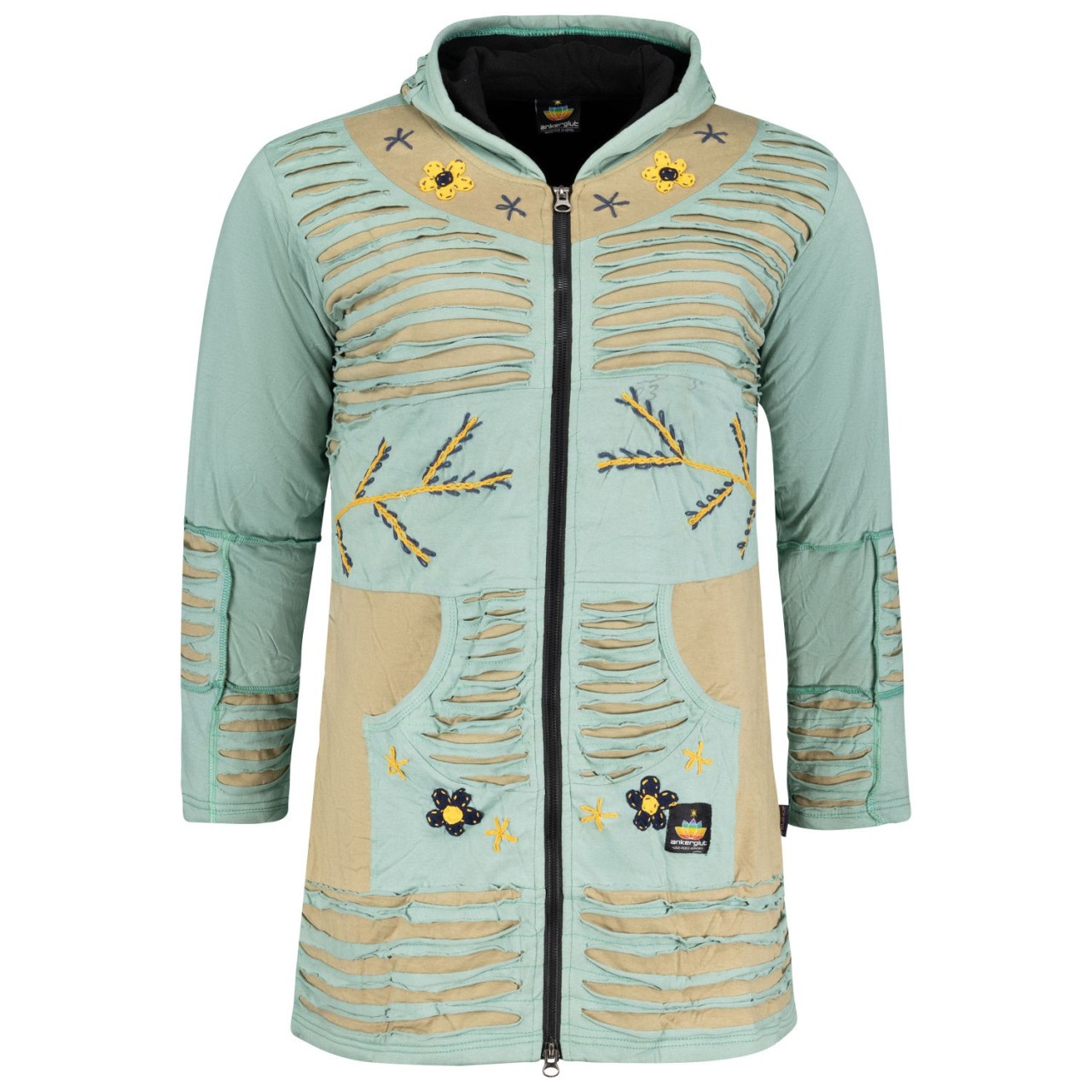 Ankerglut Nepalherz Patchwork Mantel Damen große Größen handgefertigt