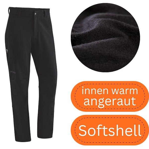 Gefütterte Herren Softshellhose Übergrößen XXL Winter Fleece-Innenfutter große Größen