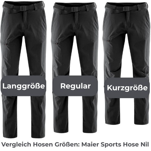 Wanderhose Herren Langgröße im Vergleich zu Regular und Kurzgröße – Maier Sports Nil