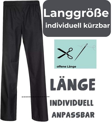 FlexiFit Regenhose in Langgröße – offene Länge, individuell kürzbar mit Schere
