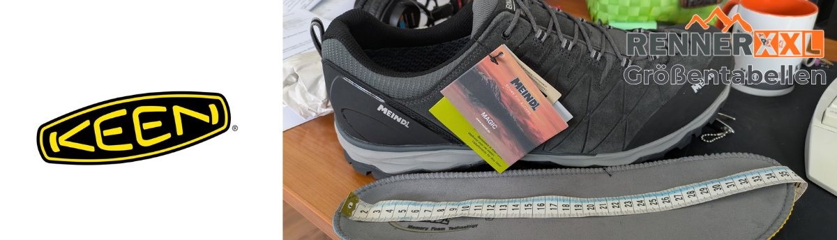 Keen Größentabelle – Wanderschuhe mit breiter Zehenbox bei RennerXXL