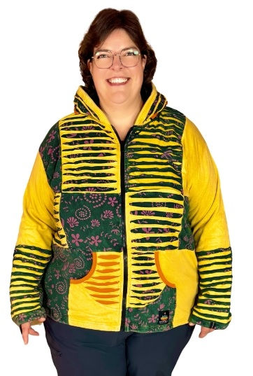 Bunte Ankerglut Fleecejacke für Damen in großen Größen