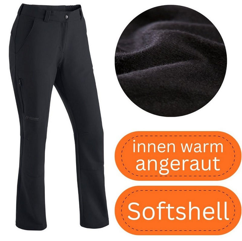 Winter Softshellhose Damen große Größen – Maier Sports Helga, innen warm angeraut