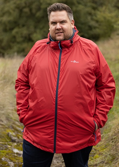 Herren Regenjacke in Übergröße – rote Funktionsjacke für große Größen