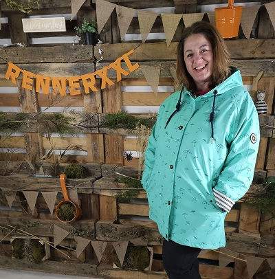 Ankerglut Friesennerz in Mint mit Regenschirm-Muster für Damen