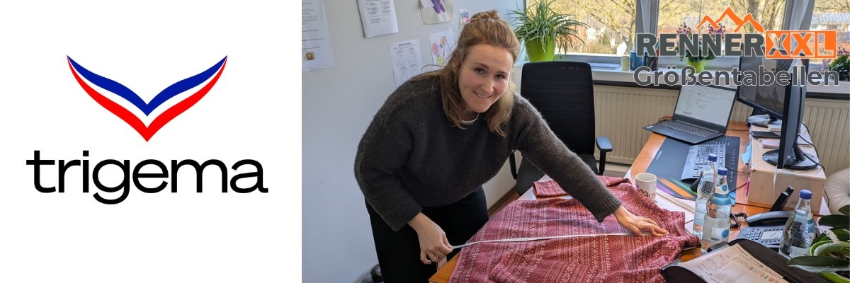 Trigema Gr&ouml;&szlig;entabelle &ndash; Ramona Wallenberger misst ein Trigema Shirt bei RennerXXL