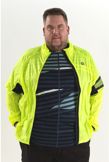 Leichte Windjacke für Herren in Übergröße, Neon-Gelb (High-Visibility), ideal zum Radfahren oder Laufen