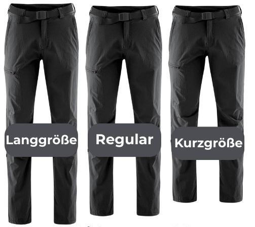 Vergleich Langgröße Regular Kurzgröße – Wanderhose Herren in drei Innenbeinlängen