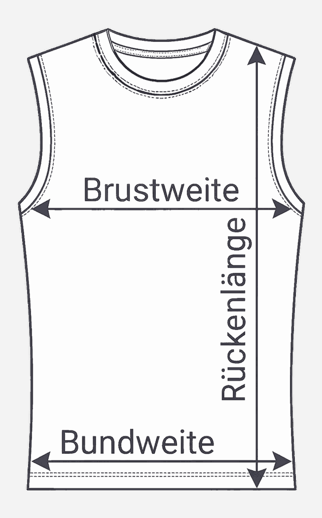 So messen wir: Brustweite, Rückenlänge und Bundweite Abmessungen Tunika-Bluse - wo messen